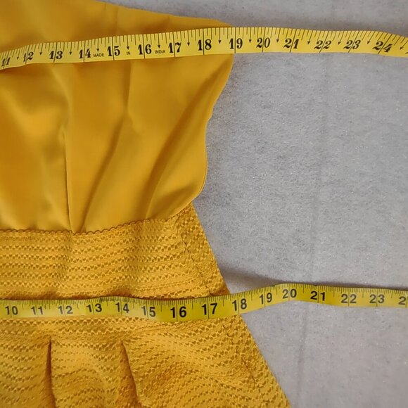 New York & Company Yellow Strapless Stretch Fit & Flare Smocked Waist Dress XXL - Picture 9 of 12